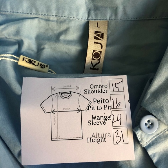 Blouse Long Sleeve Top Blue Large Button Down - Picture 8 of 8